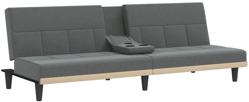Sofa-lova su puodelių laikikliais, tamsiai pilka, audinys