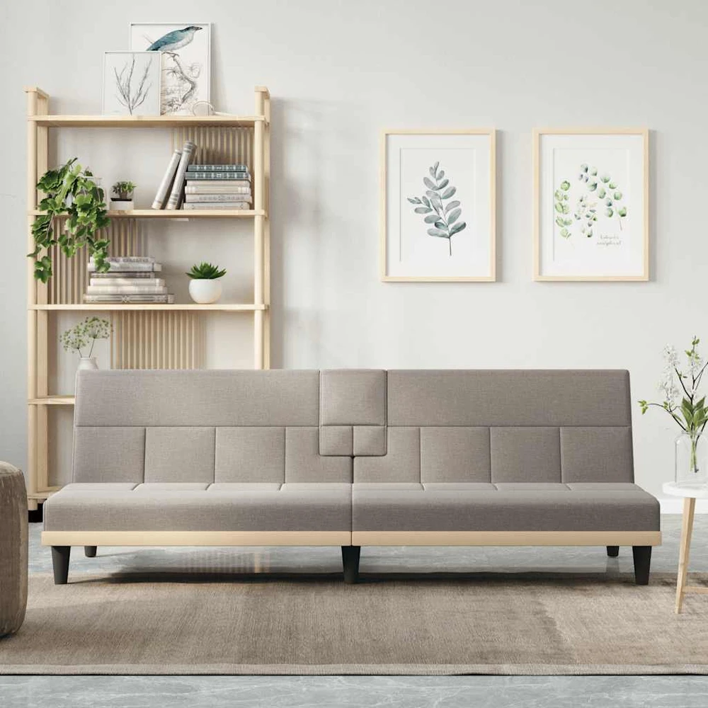 Sofa-lova su puodelių laikikliais, taupe spalvos, audinys 351868