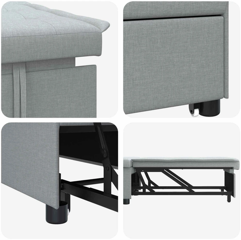 Ištraukiama sofa-lova Šviesiai pilka 194 x 50 x 82 cm audinys