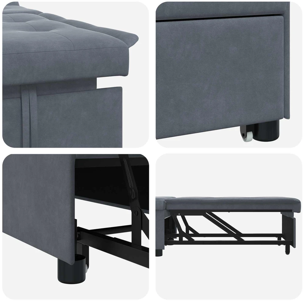 Sofa lova Tamsiai pilka 194 x 67 x 82 cm Aksomas