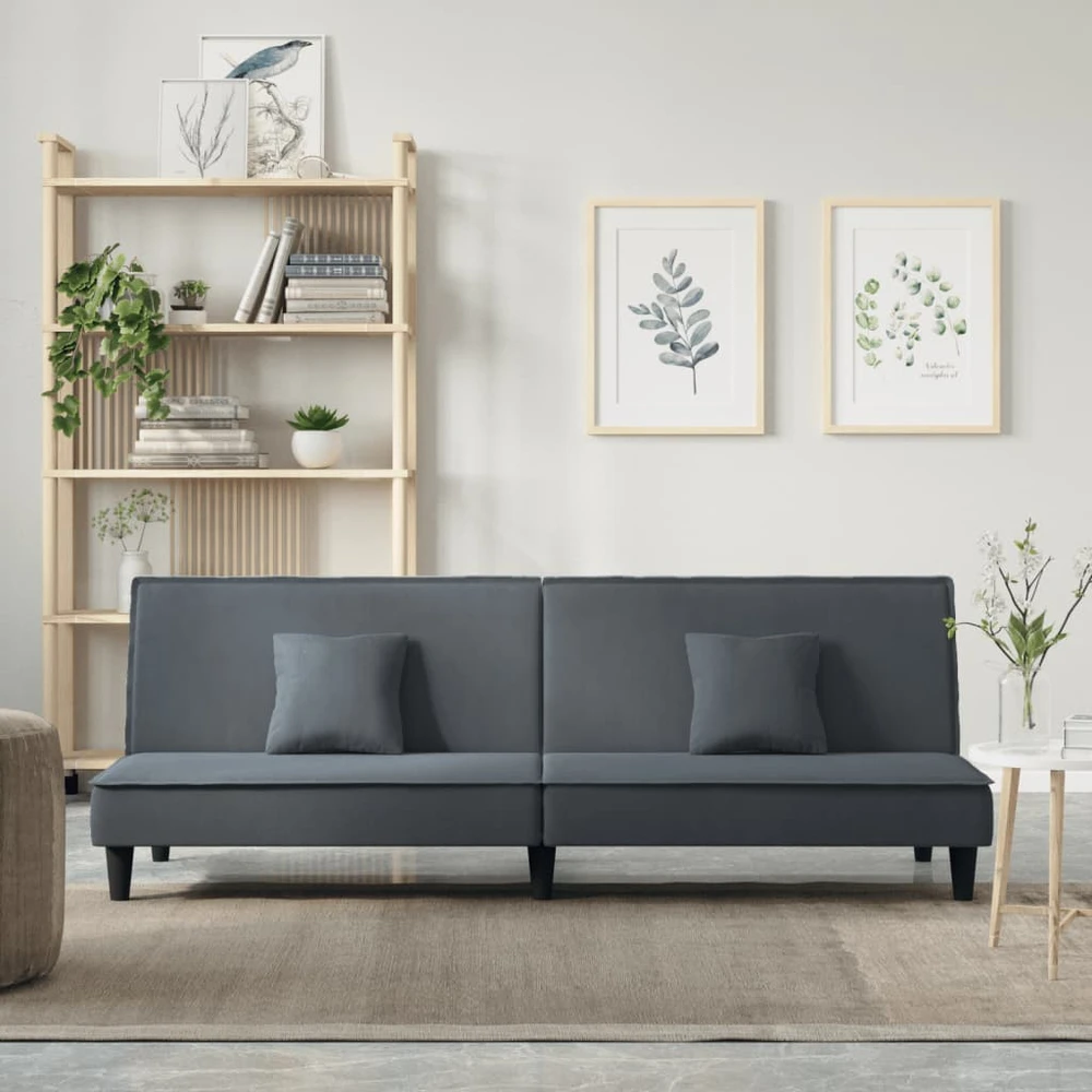 Sofa-lova, tamsiai pilkos spalvos, aksomas