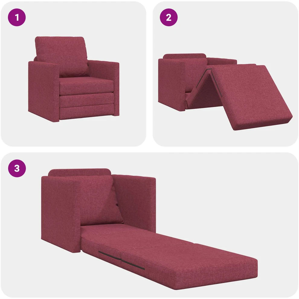 Sofa lova Vyno raudona 74 x 77 x 81 cm audinys
