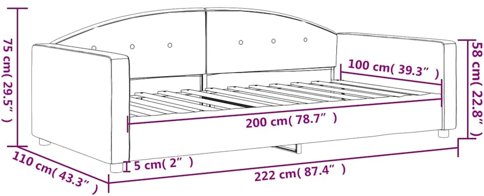 Sofa, mėlynos spalvos, 100x200cm, aksomas