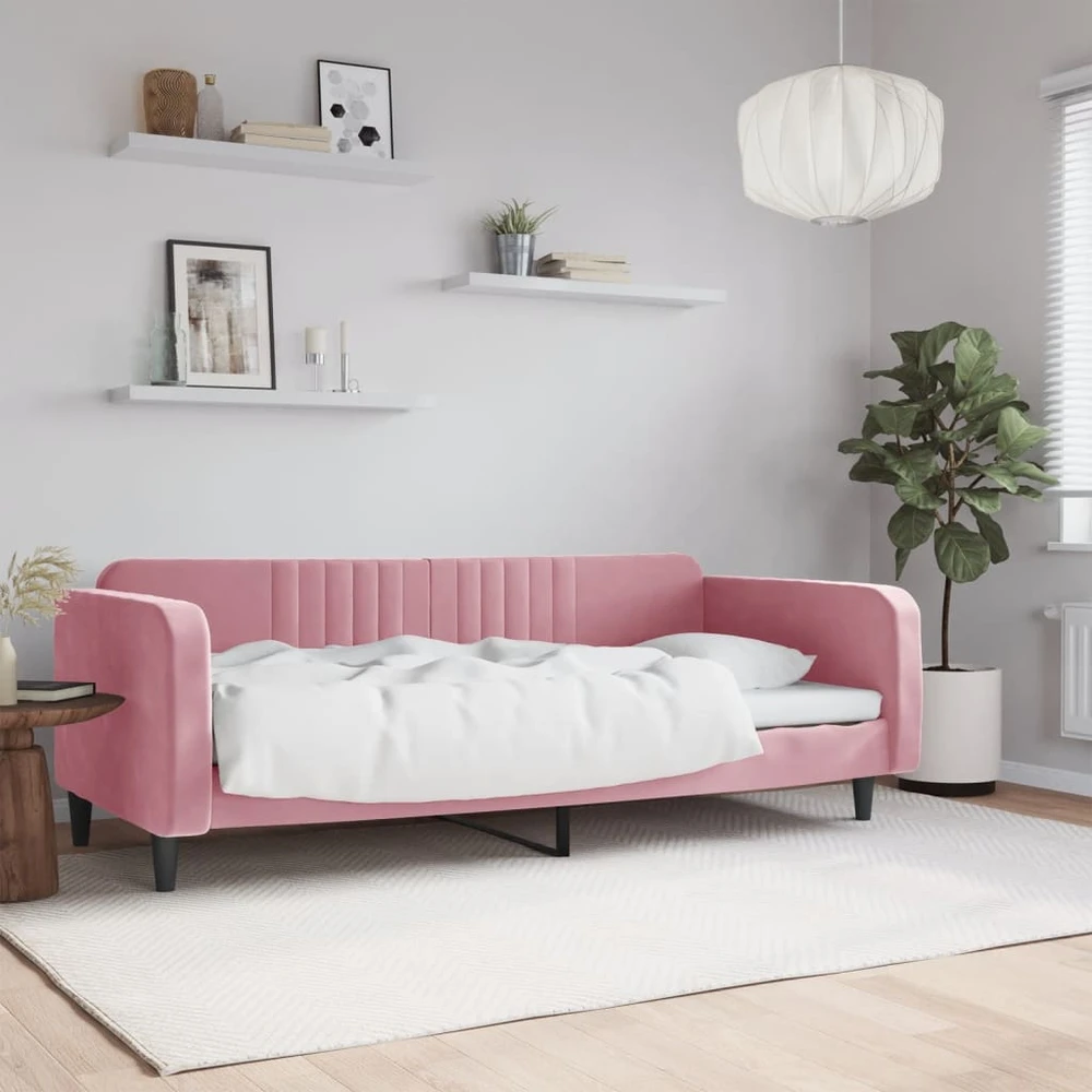 Sofa, rožinės spalvos, 90x200cm, aksomas
