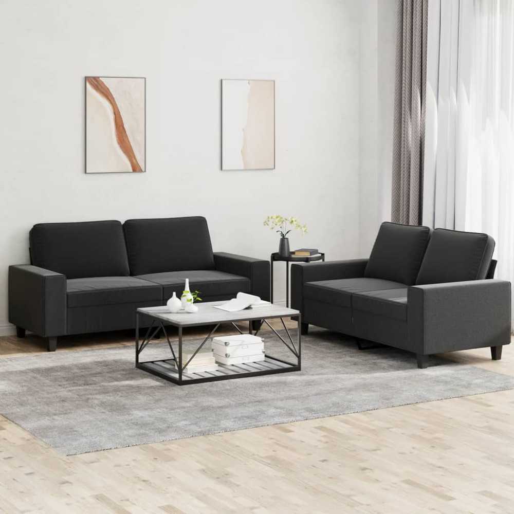 Sofa Sofos komplektas, 2 dalių, juodos spalvos, audinys