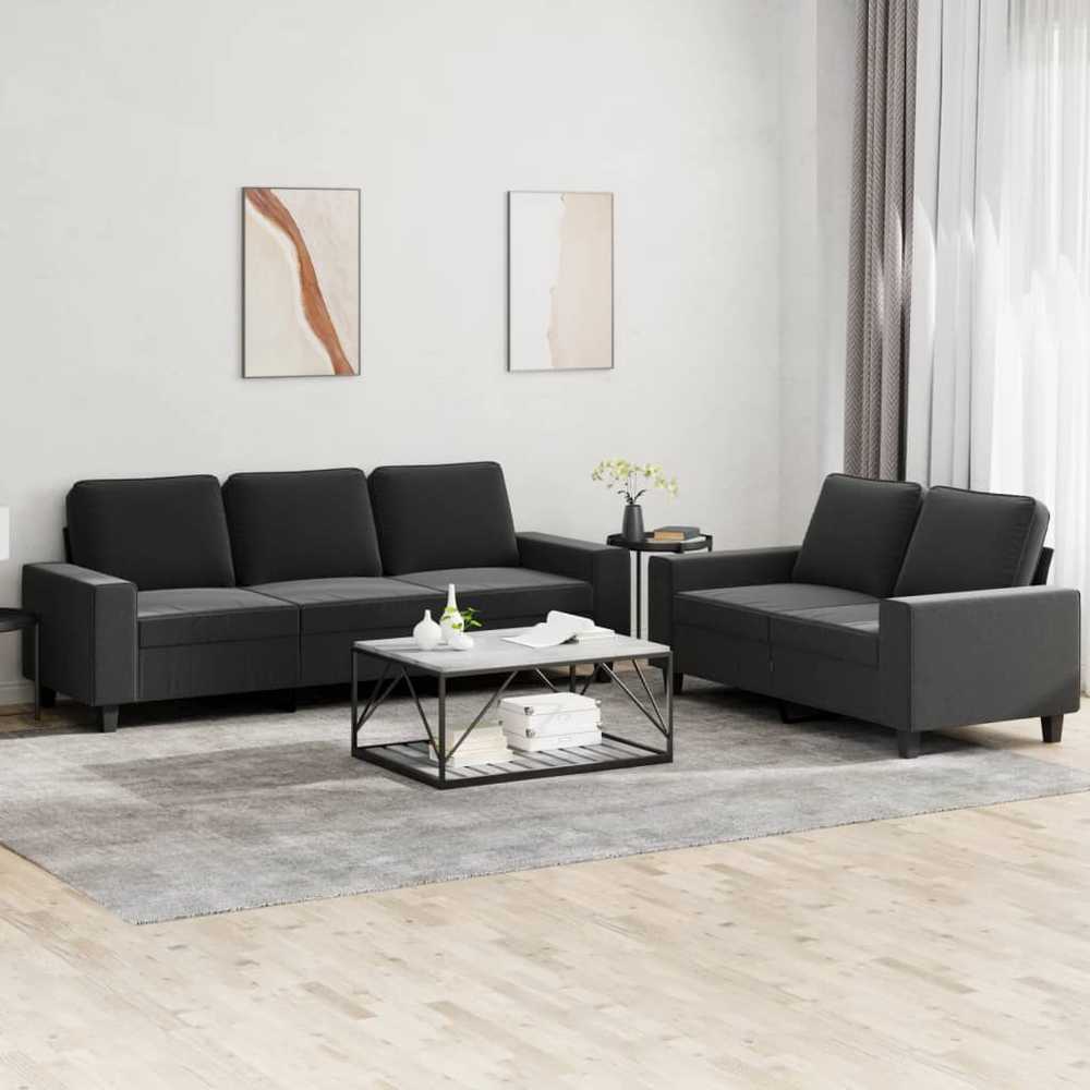 Sofa Sofos komplektas, 2 dalių, juodos spalvos, audinys