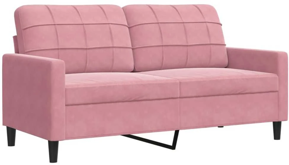 Sofa Sofos komplektas su pagalvėlėmis, 2 dalių, rožinis, aksomas