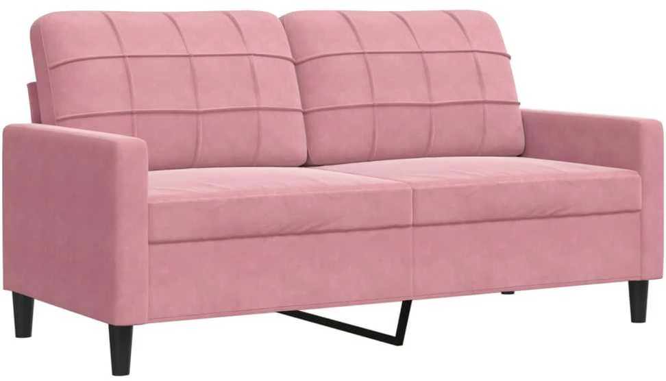 Sofa Sofos komplektas su pagalvėlėmis, 2 dalių, rožinis, aksomas