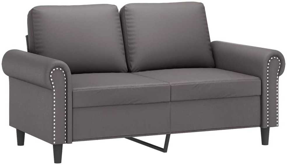 Sofa Sofos komplektas su pagalvėlėmis, 2 dalių, pilkas, dirbtinė oda