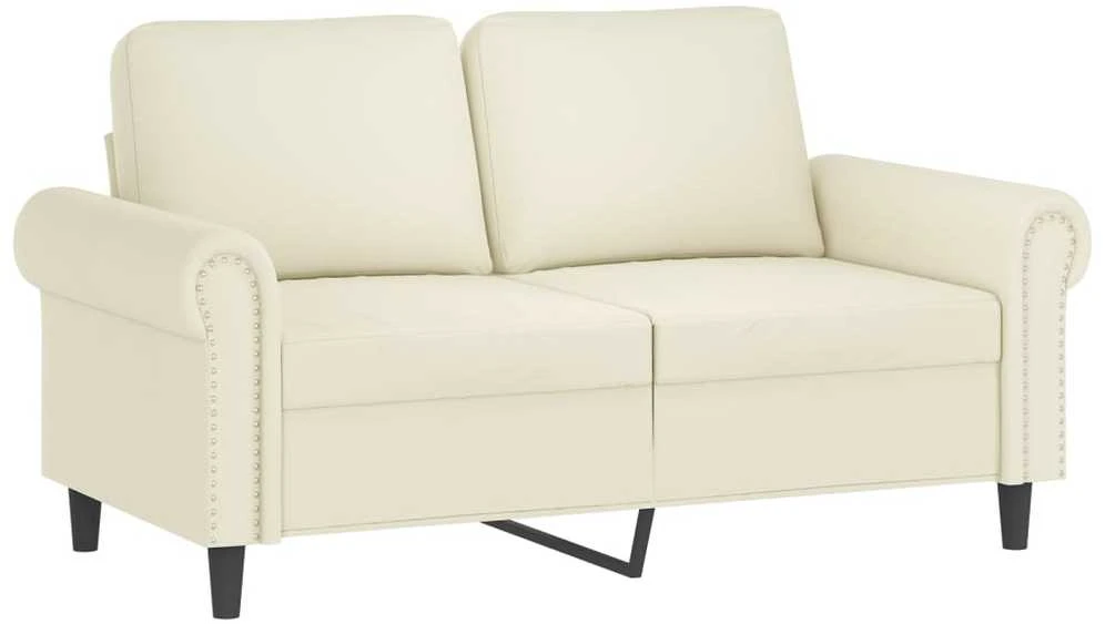 Sofa Sofos komplektas su pagalvėlėmis, 2 dalių, kreminis, aksomas