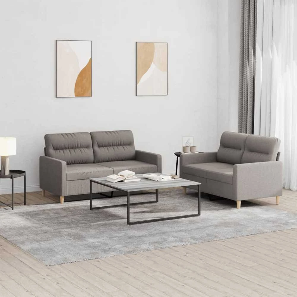 Sofa Sofos komplektas su pagalvėlėmis, 2 dalių, taupe, audinys