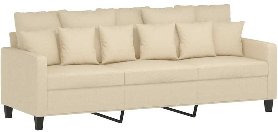 Sofa Sofos komplektas su pagalvėmis, 3 dalių, kreminis, audinys