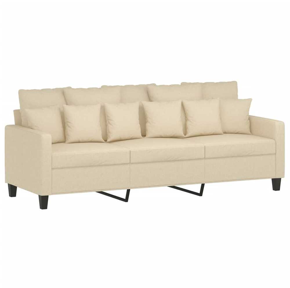 Sofa Sofos komplektas su pagalvėmis, 4 dalių, kreminis, audinys