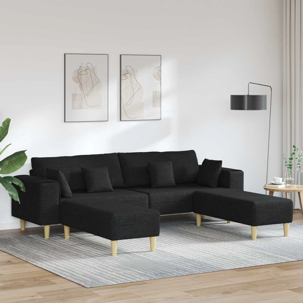 Sofa 3 vnt. Juoda audinys