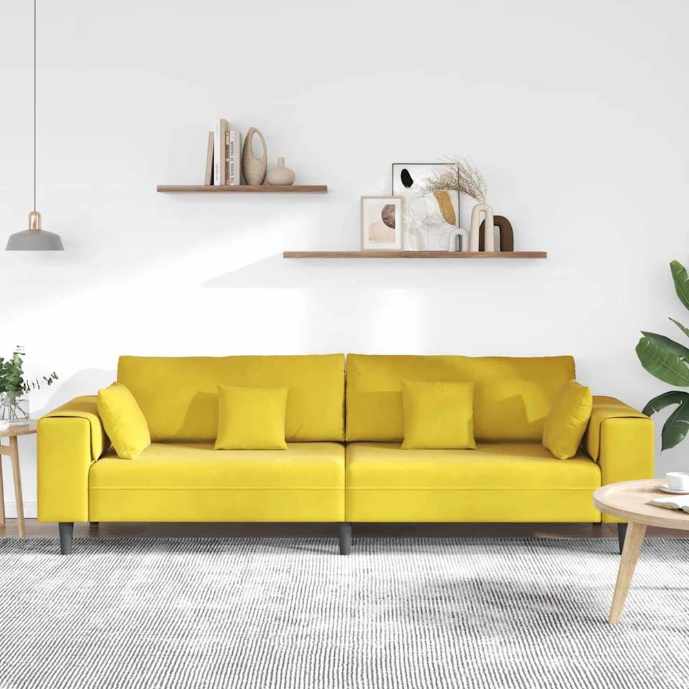 Sofa Geltona 250 x 77 x 76 cm Aksomas