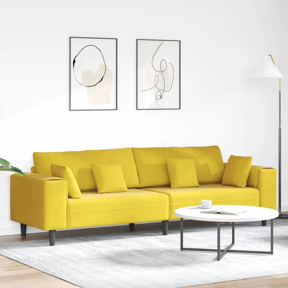 Sofa Geltona 250 x 77 x 76 cm Aksomas