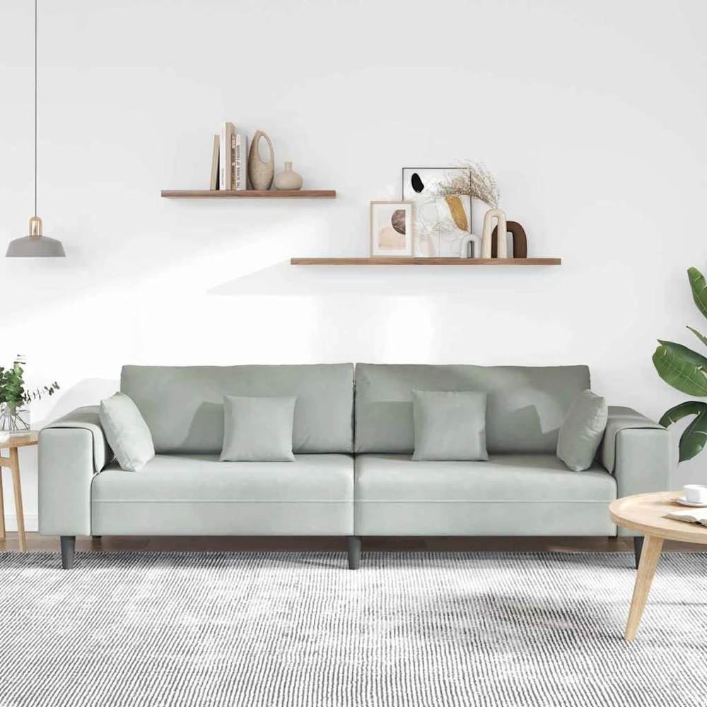 Sofa Šviesiai pilka 250 x 77 x 76 cm Aksomas