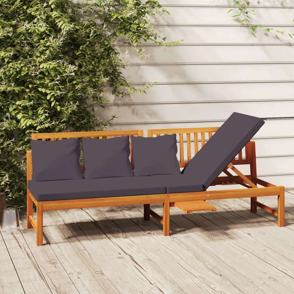 Sofa su pilkomis pagalvėlėmis, 200x60x75cm, akacijos masyvas