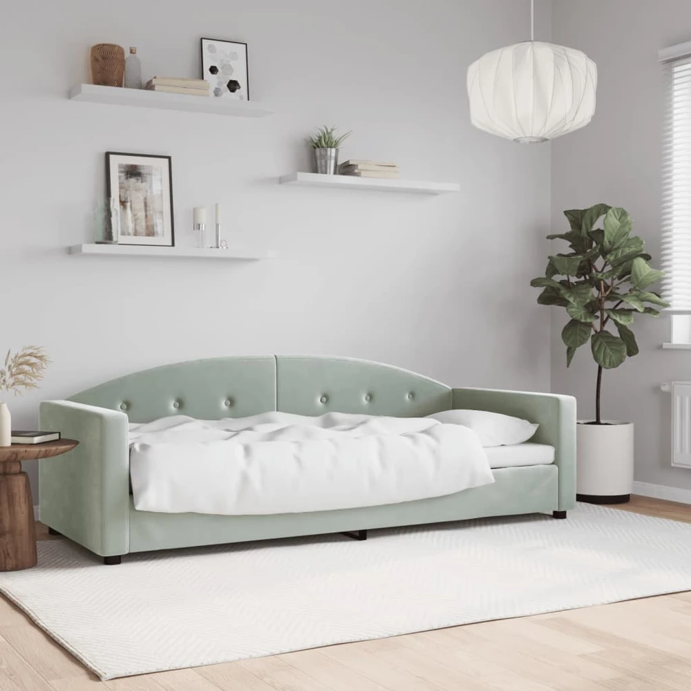 Sofa, šviesiai pilkos spalvos, 80x200cm, aksomas