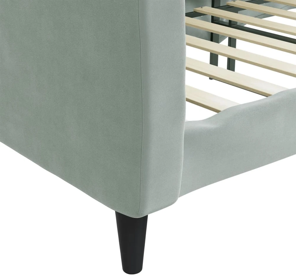 Sofa, šviesiai pilkos spalvos, 90x190cm, aksomas