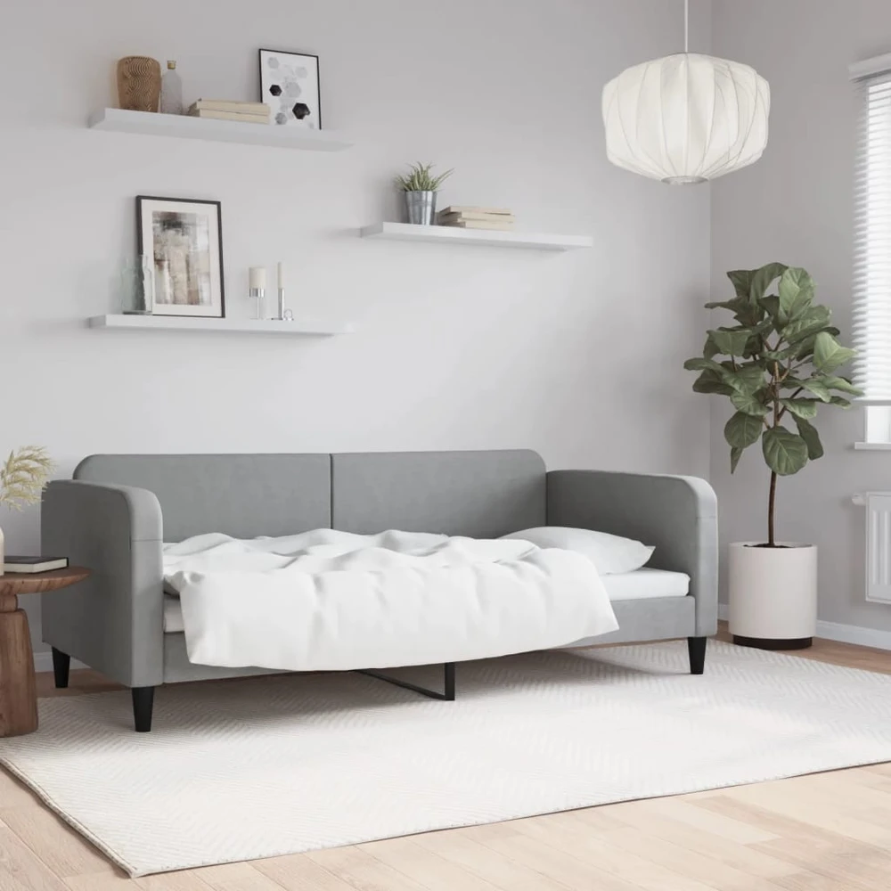 Sofa, šviesiai pilkos spalvos, 90x190cm, audinys