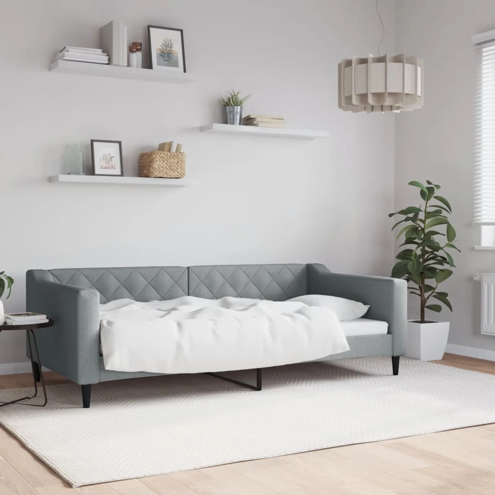 Sofa, šviesiai pilkos spalvos, 90x190cm, audinys