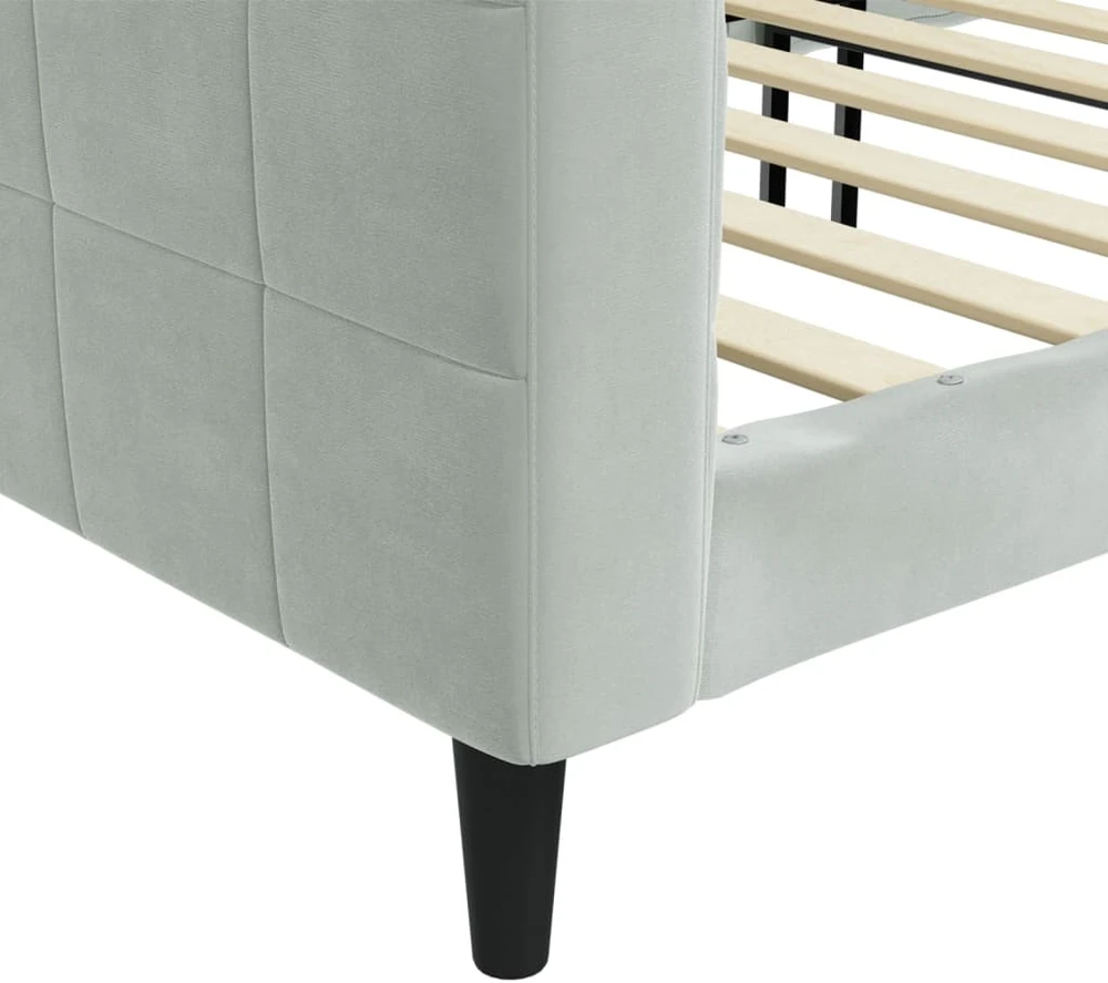 Sofa, šviesiai pilkos spalvos, 90x190cm, aksomas