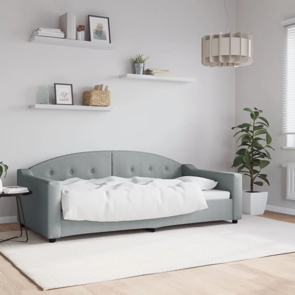 Sofa, šviesiai pilkos spalvos, 90x190cm, audinys