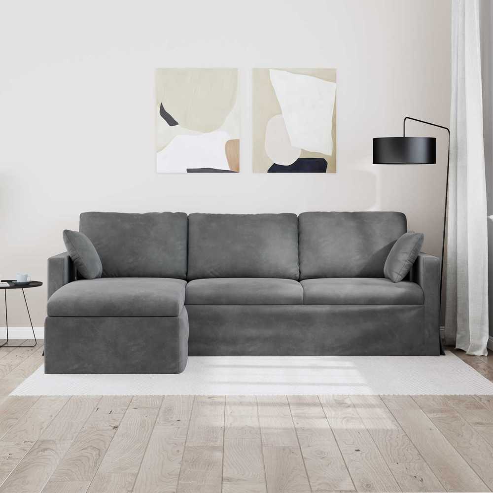 Sofa Tamsiai pilka 228 x 134 x 80 cm Aksomas