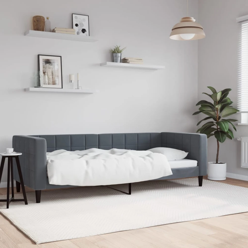 Sofa, tamsiai pilkos spalvos, 80x200cm, aksomas