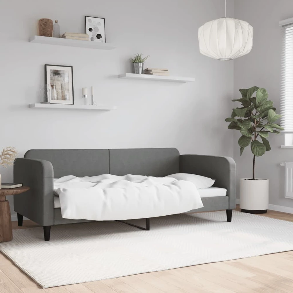 Sofa, tamsiai pilkos spalvos, 90x190cm, audinys
