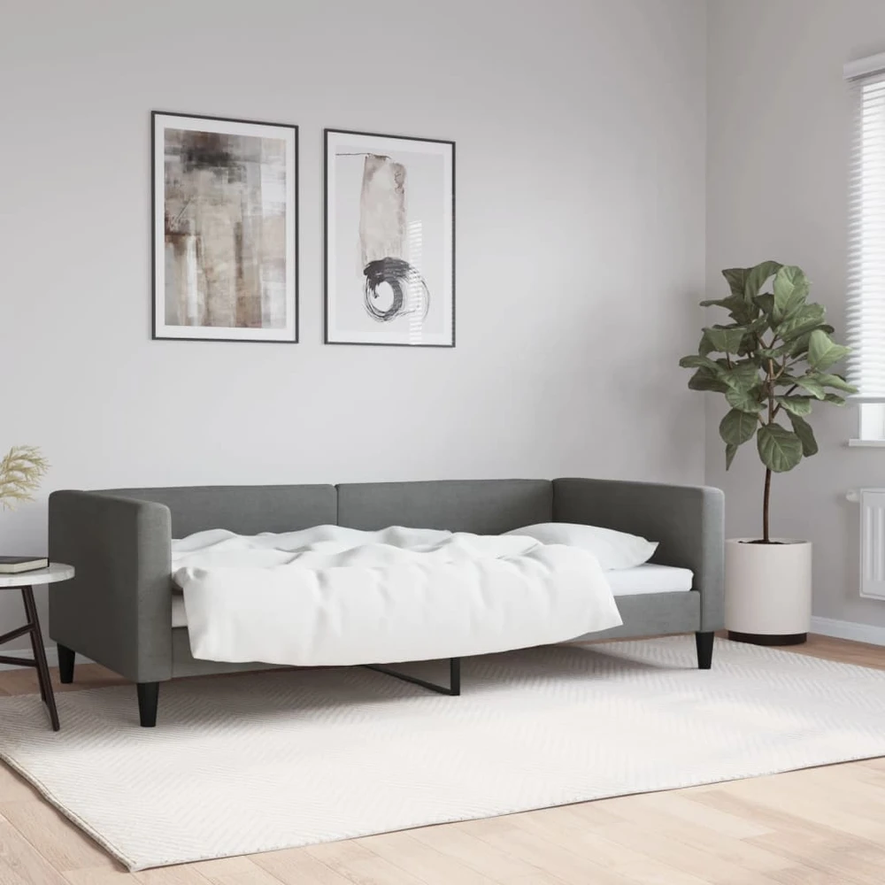 Sofa, tamsiai pilkos spalvos, 90x190cm, audinys