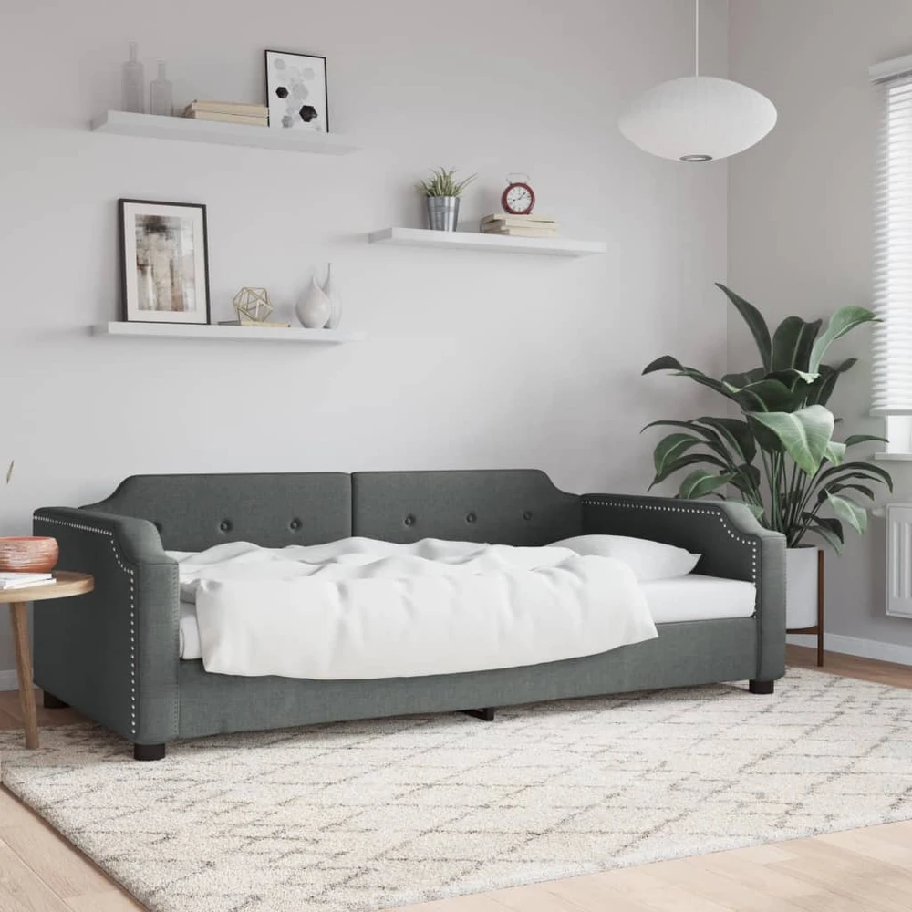 Sofa, tamsiai pilkos spalvos, 90x200cm, audinys
