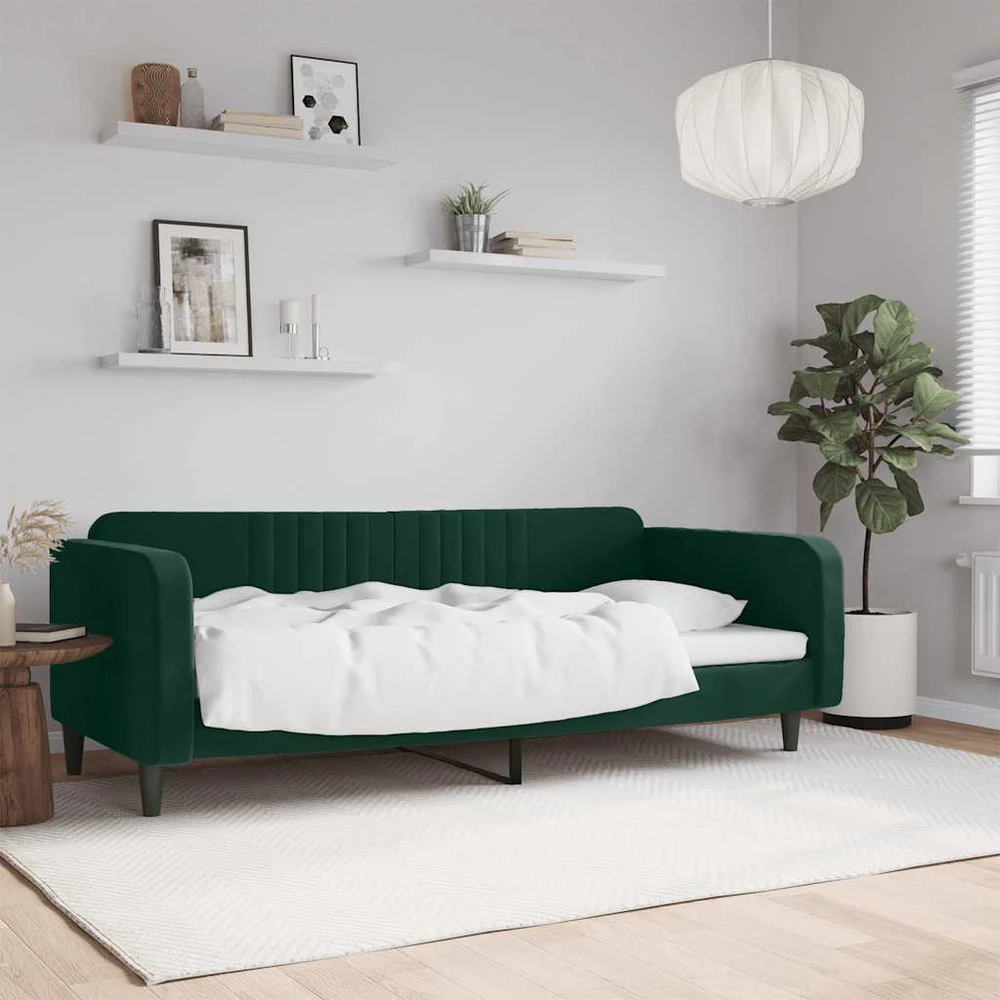 Sofa, tamsiai žalios spalvos, 90x200cm, aksomas