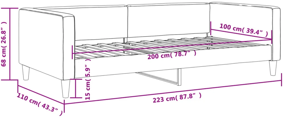 Sofa, taupe spalvos, 100x200cm, audinys