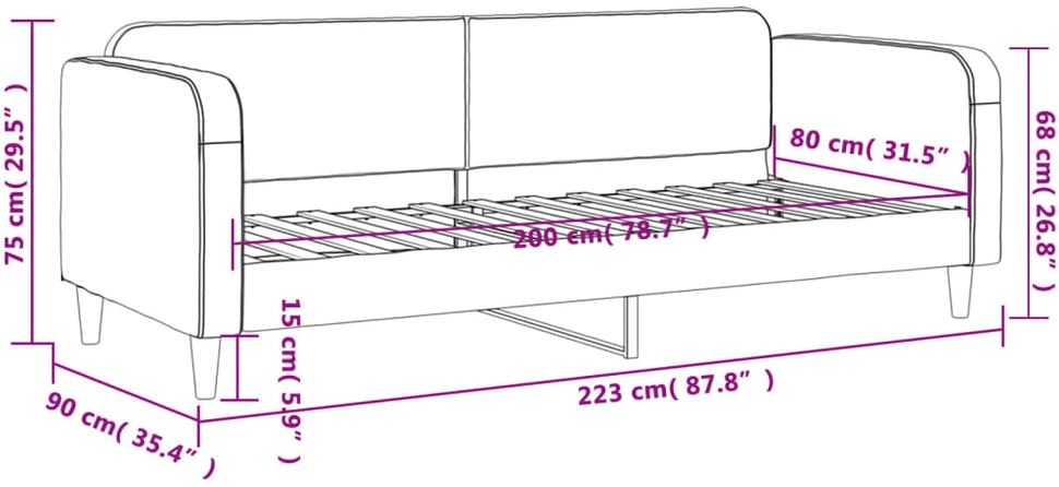 Sofa, taupe spalvos, 80x200cm, audinys
