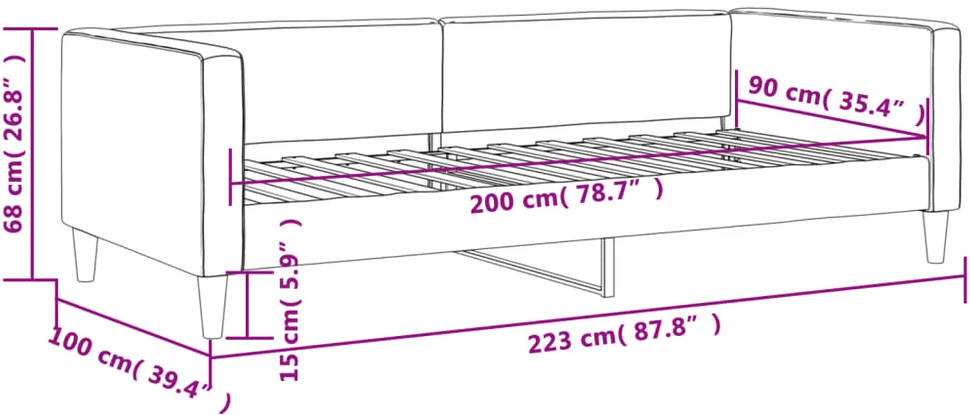 Sofa, taupe spalvos, 90x200cm, audinys
