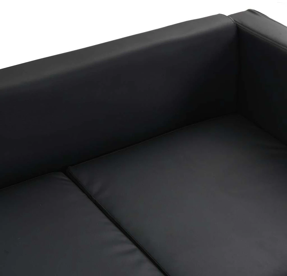 Sofa, trivietė, dirbtinė oda, juoda