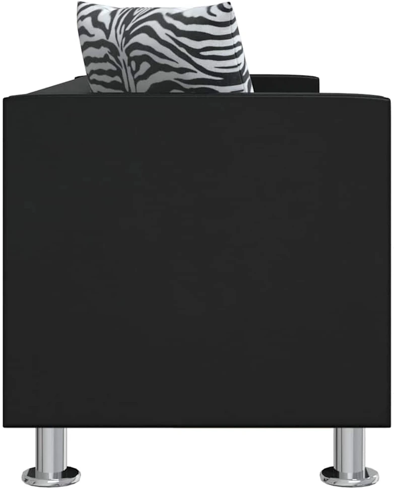 Sofa, trivietė, dirbtinė oda, juoda
