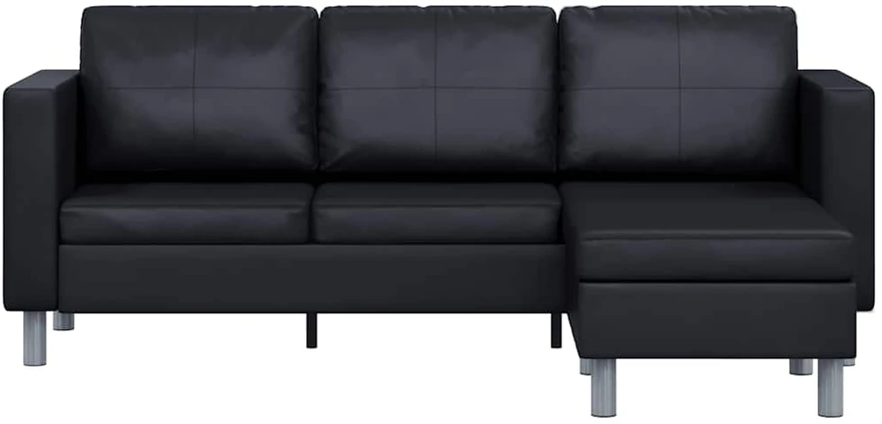 Sofa, trivietė, dirbtinė oda, juoda