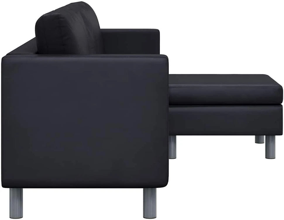 Sofa, trivietė, dirbtinė oda, juoda