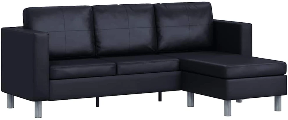 Sofa, trivietė, dirbtinė oda, juoda