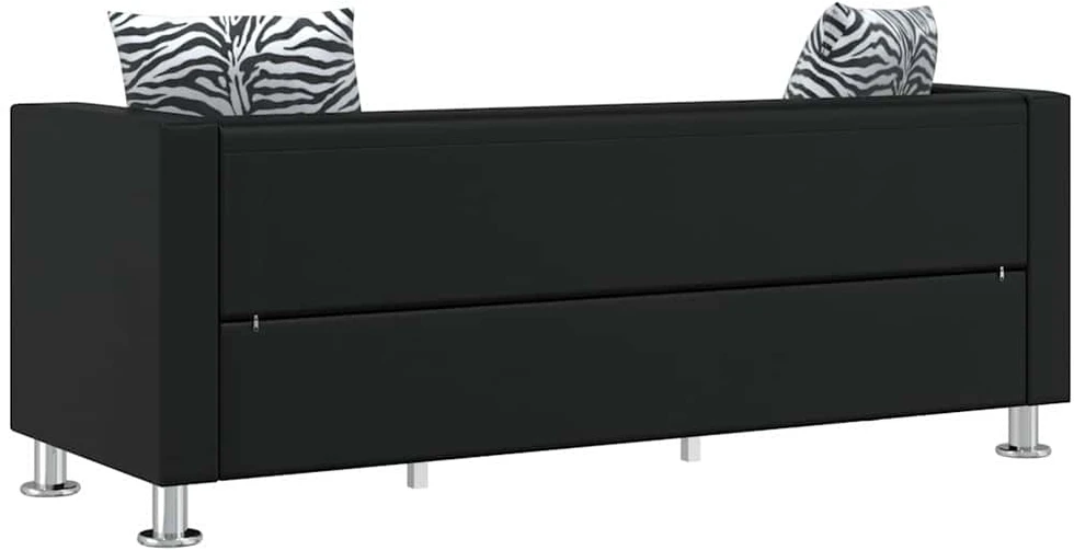 Sofa, trivietė, dirbtinė oda, juoda