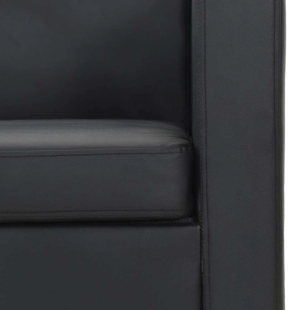 Sofa, trivietė, dirbtinė oda, juoda
