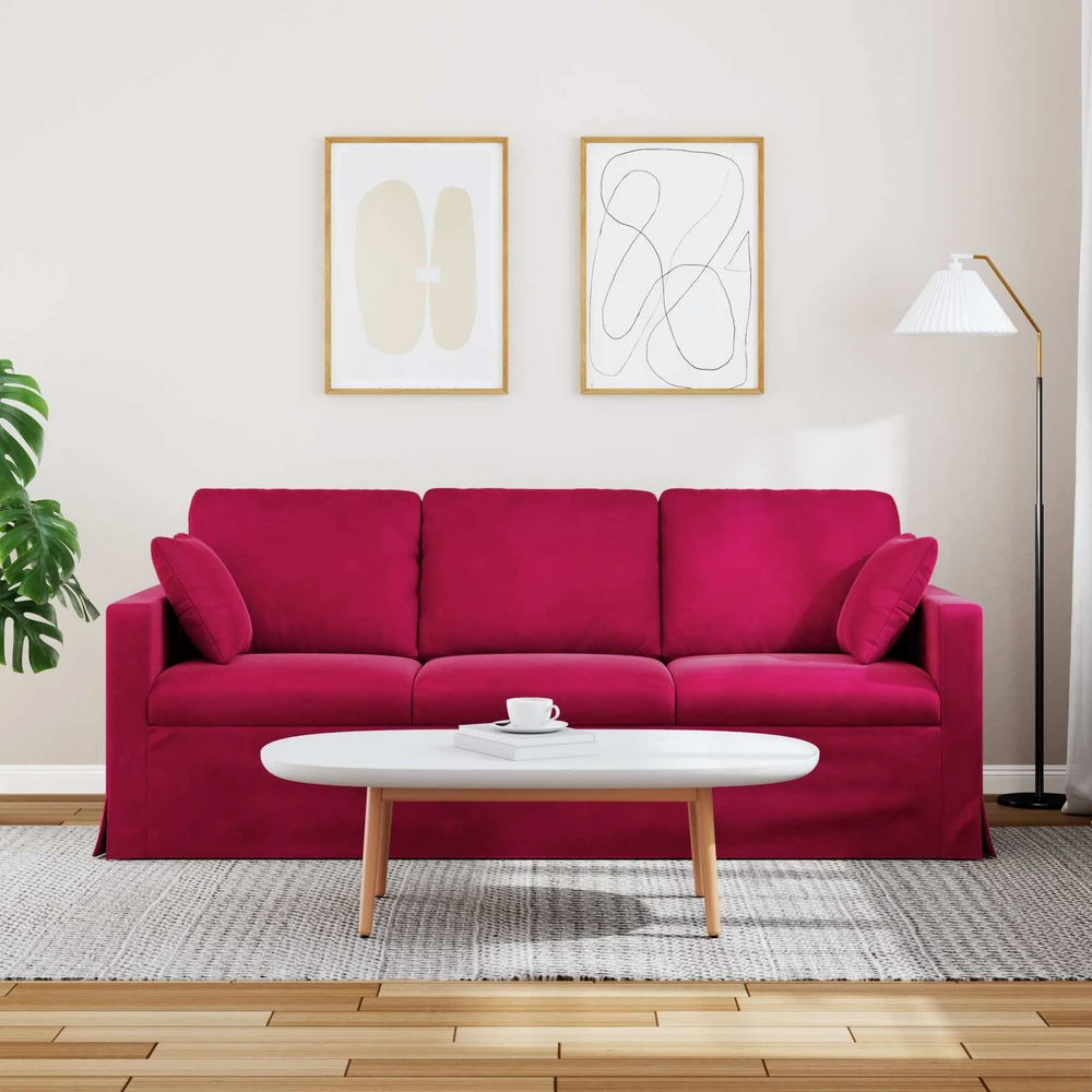 Sofa Vyno raudona 198 x 78 x 80 cm Aksomas