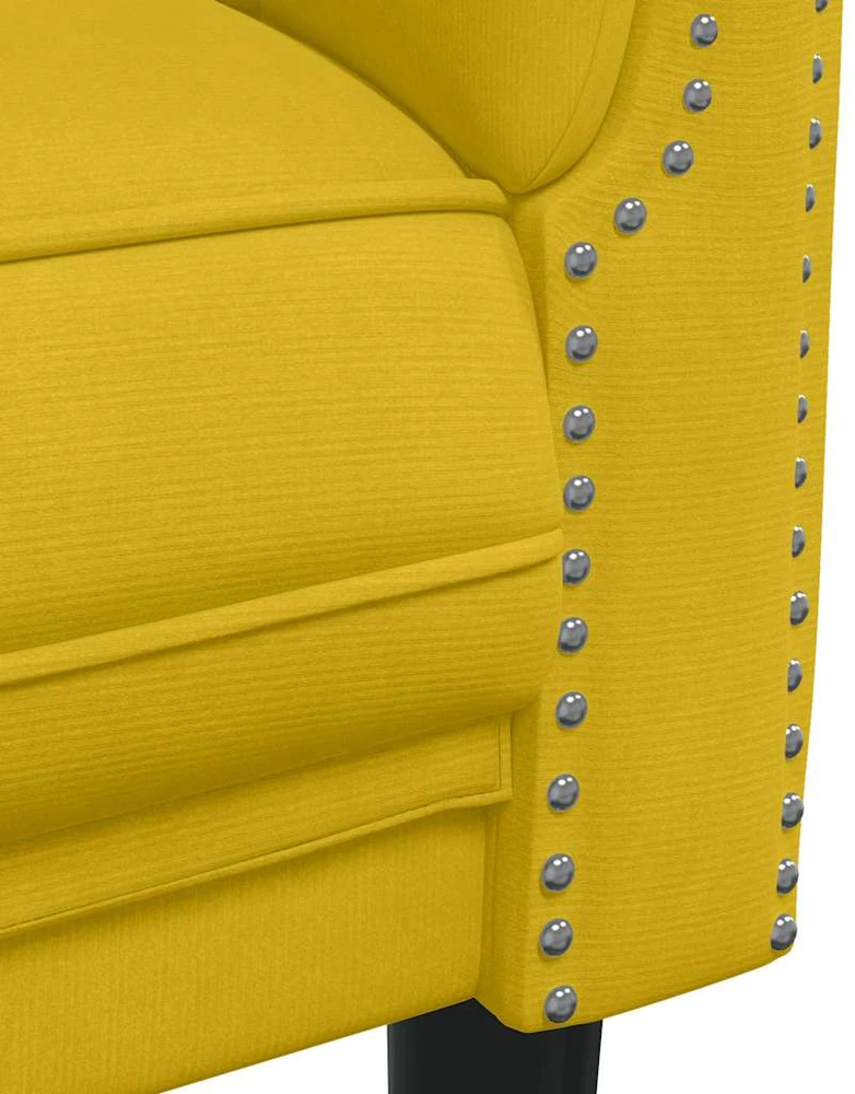 Sofa Sofos komplektas, 2 dalių, geltonos spalvos, aksomas