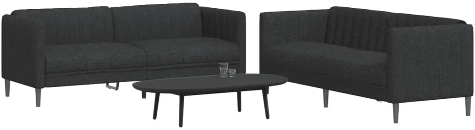 Sofa Sofos komplektas, 2 dalių, juodos spalvos, audinys