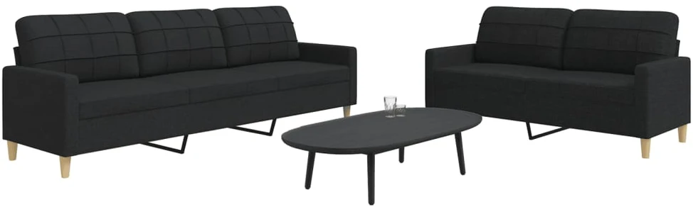 Sofa Sofos komplektas, 2 dalių, juodos spalvos, audinys
