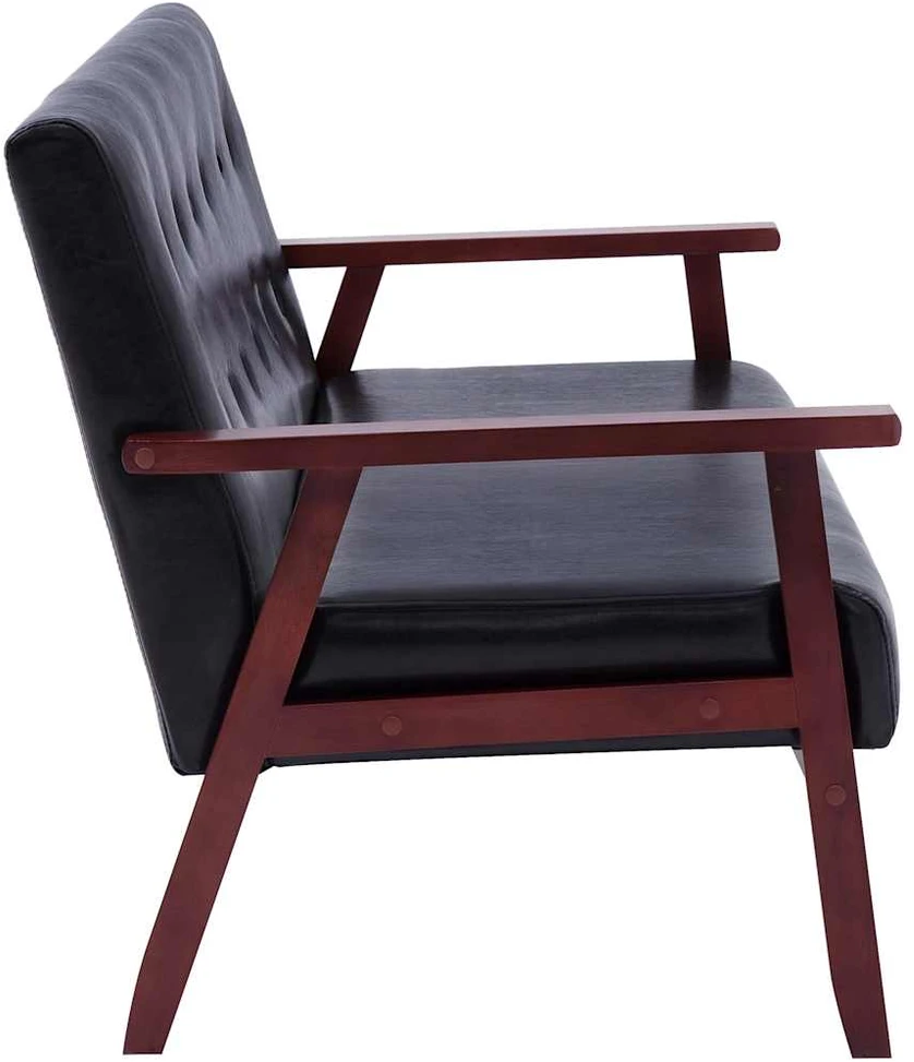 Sofa Sofos komplektas, 2 dalių, juodos spalvos, dirbtinė oda