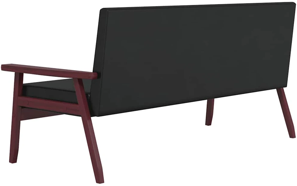 Sofa Sofos komplektas, 2 dalių, juodos spalvos, dirbtinė oda